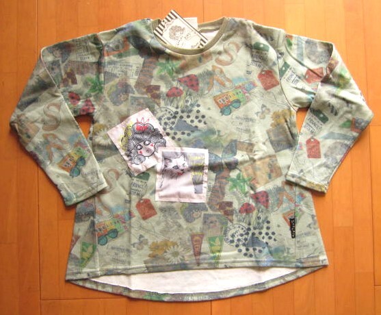 *送料無料*新品*140*ScoLar KID’S*グリーン×総柄*ねこ*長袖チュニック*スカラーキッズ*スカラーちゃん*拍卖