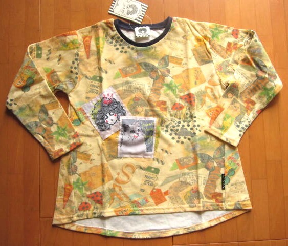 *送料無料*新品*120*ScoLar KID’S*ベージュ×総柄*ねこ*長袖チュニック*スカラーキッズ*スカラーちゃん*拍卖