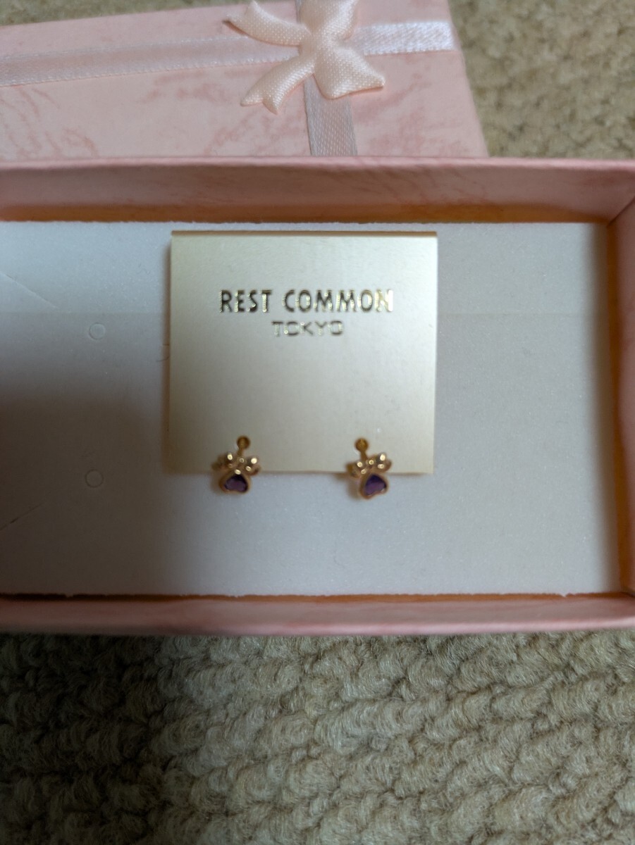 REST COMMON ゴールド パープル スタッドピアス拍卖