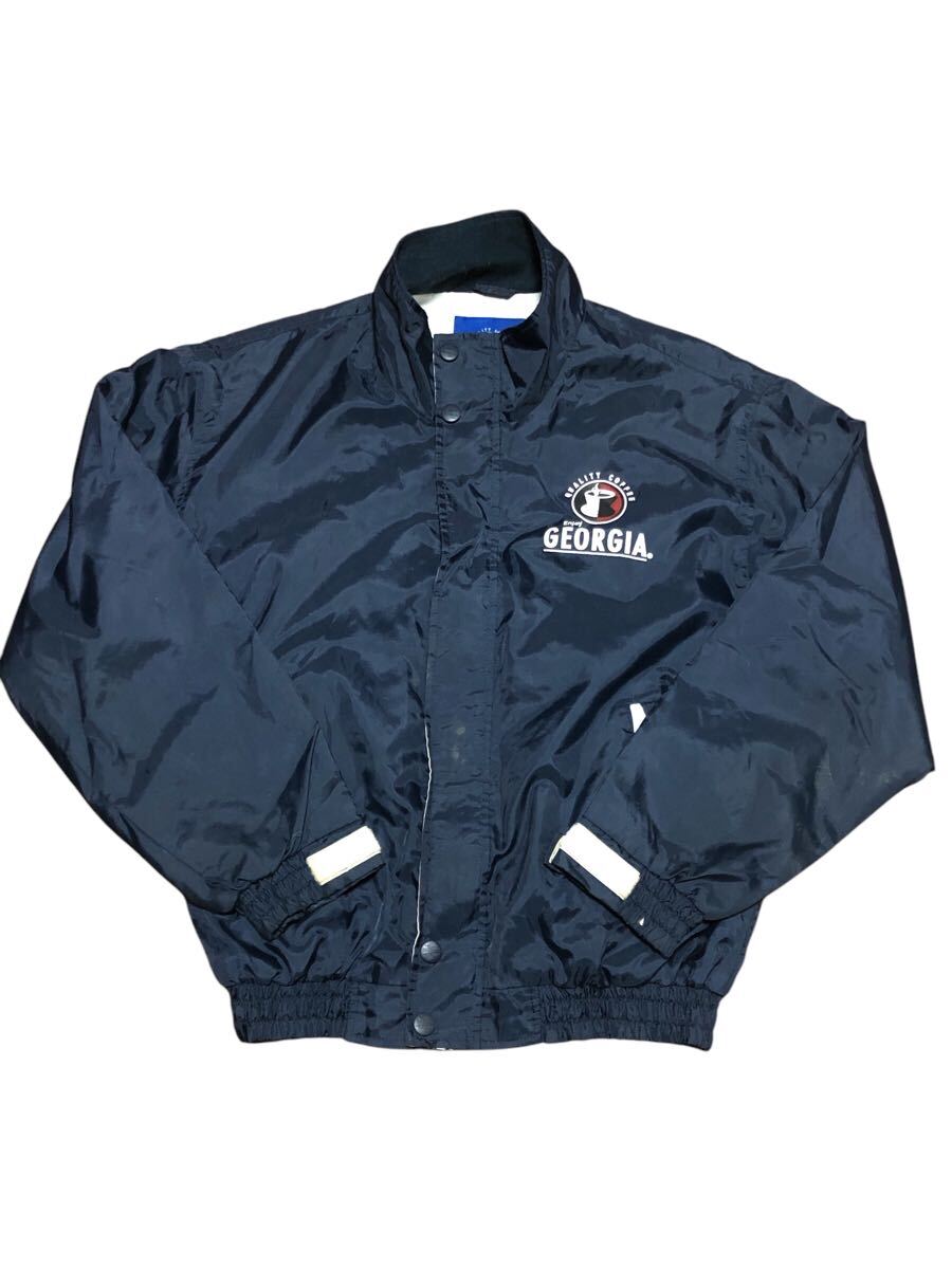 【企業物】難あり ジョージア  ナイロンジャケット ブルゾン 缶コーヒー フリーサイズ 紺色拍卖