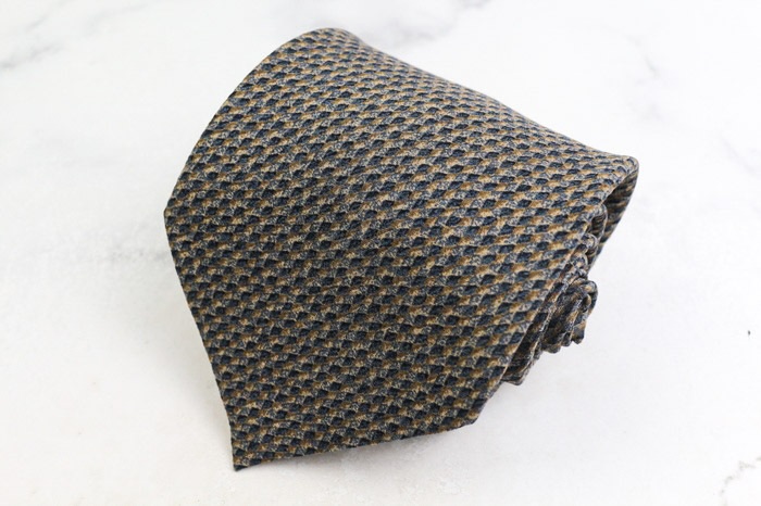 アルマーニコレッツォーニ ブランド ネクタイ シルク 無地ソリッド チェック柄 PO メンズ ブラウン ARMANI COLLEZIONI拍卖