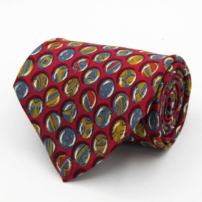 ポールスチュアート ブランド ネクタイ 総柄 ドット 幾何学模様 シルク 日本製 PO メンズ レッド PAUL STUART拍卖