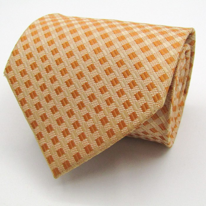 タケオキクチ ブランド ネクタイ チェック柄 格子柄 シルク PO メンズ オレンジ TAKEOKIKUCHI拍卖
