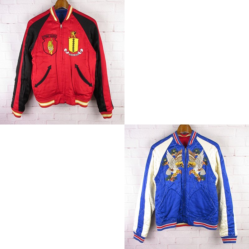 LFJ26047 THE REAL McCOY'S リアルマッコイズ 明仙縫製 スカジャン 35TH B.S MJ7008 リバーシブル レッド×ブルー 36 美品拍卖