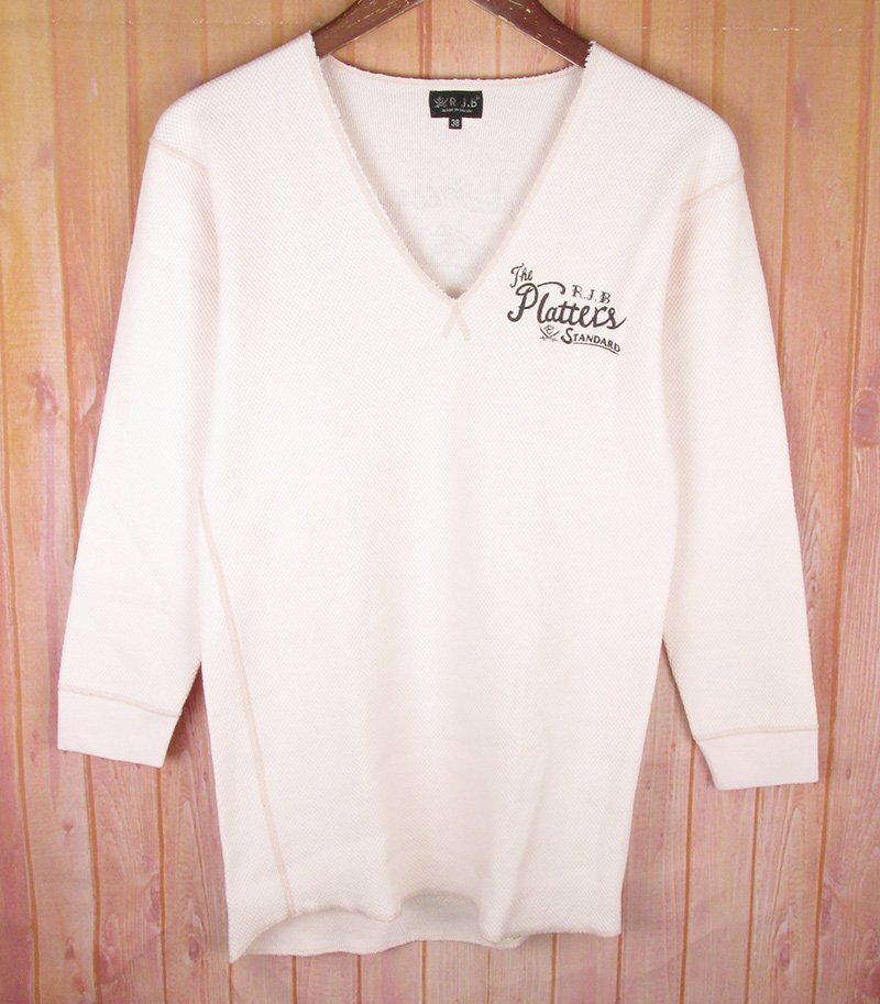 LAT8676 R.J.B アールジェイビー Vネック サーマル 7分袖 Tシャツ ピンク系 38拍卖