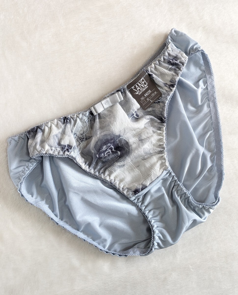 お泊まりに☆パンティ☆未使用L☆シックな水彩お花柄☆グレー☆☆匿名配送可☆タグあり☆拍卖