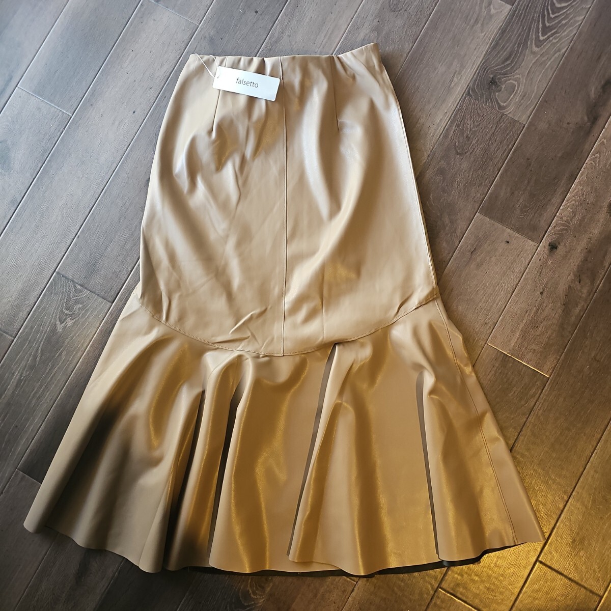 未使用タグ付き falsetto ファルセット★合成皮革 レザー風スカート マーメイド QVC拍卖