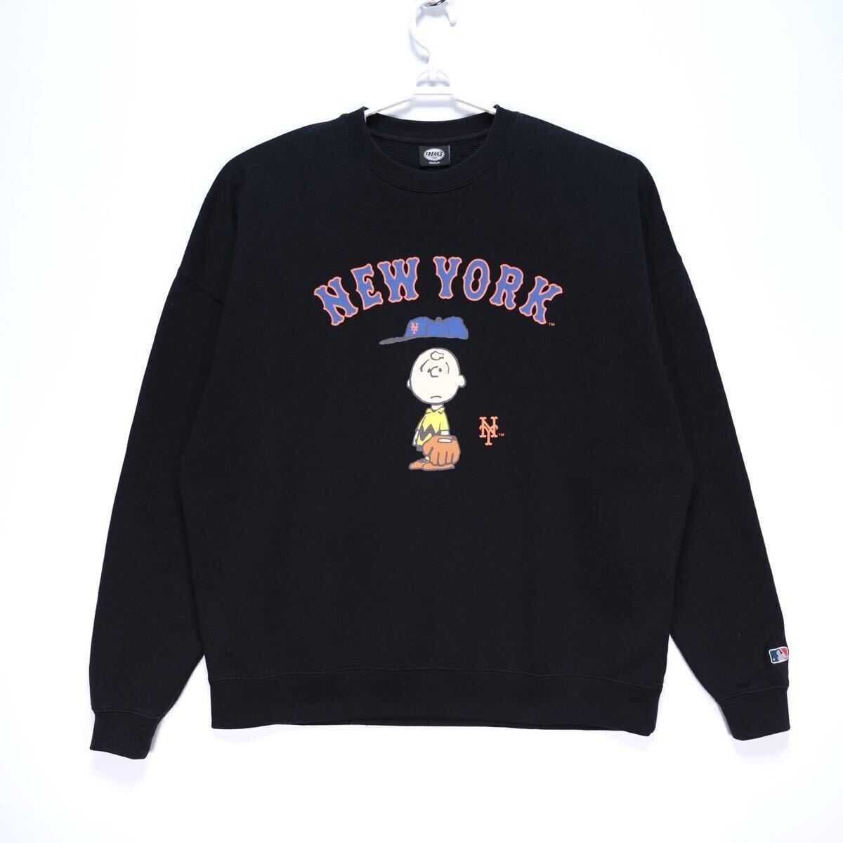 【送料無料】FREAK'S STORE(フリークスストア)/MLB×PEANUTS(ピーナッツ) 別注 ビッグシルエット クルーネックスウェット/Mets/Mサイズ拍卖