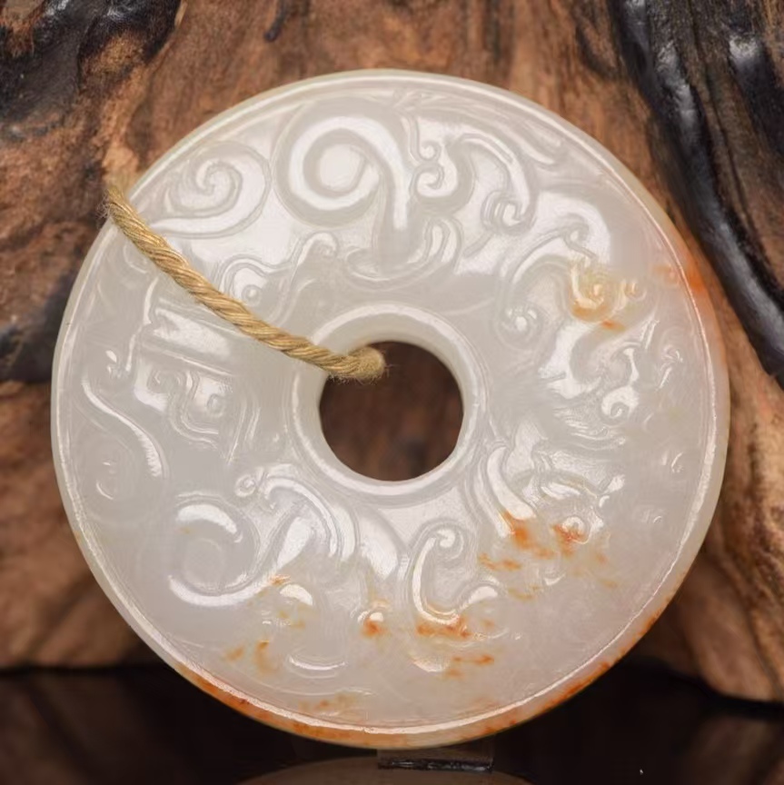 清代 古玉 ・旧藏 和田玉古龍玉璧 中国古美術品 古時代物 唐物・アンティーク 古置物 1.17拍卖