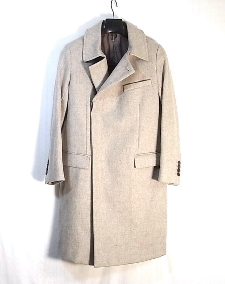 size38☆極美品☆ディオールオム カシミア混ラップコート グレー拍卖