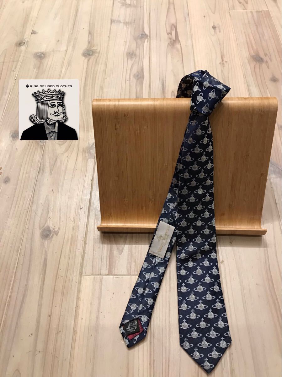 Vivienne Westwood ヴィヴィアンウエストウッド シルクタイ オールドヴィヴィアン オーブ柄 インポート イタリア製 ユーズド 古着拍卖