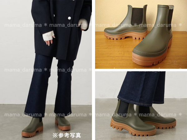 igor イゴール スペイン製 厚底 サイドゴア レインブーツ 37 23.5cm カーキ キャメル ソール チェルシー拍卖