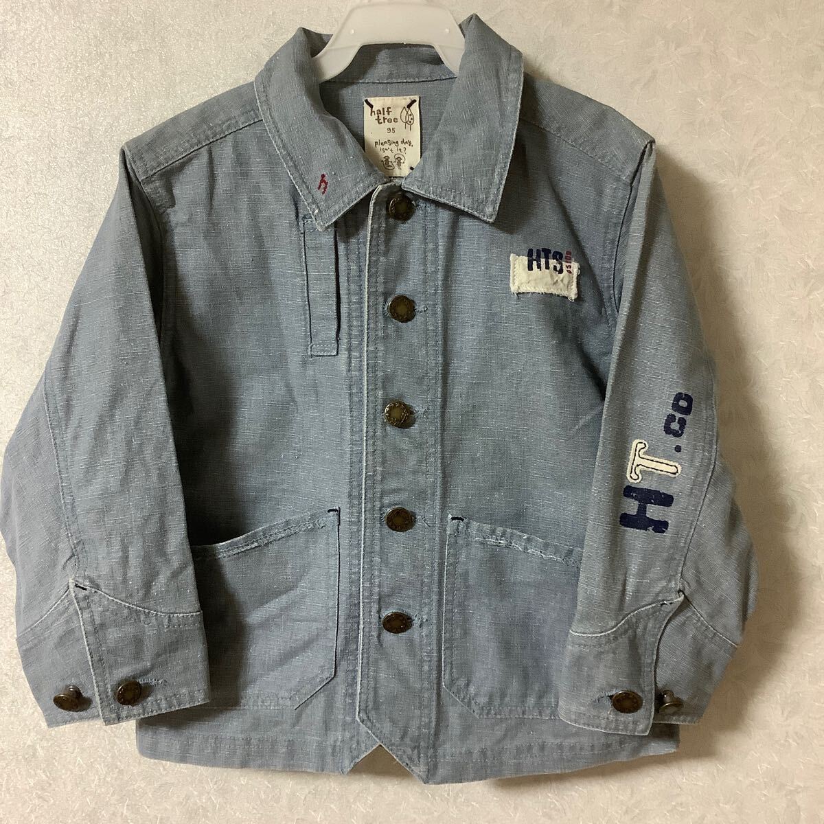 half tree グレー デニム風ジャケット シャツ 95 綿拍卖
