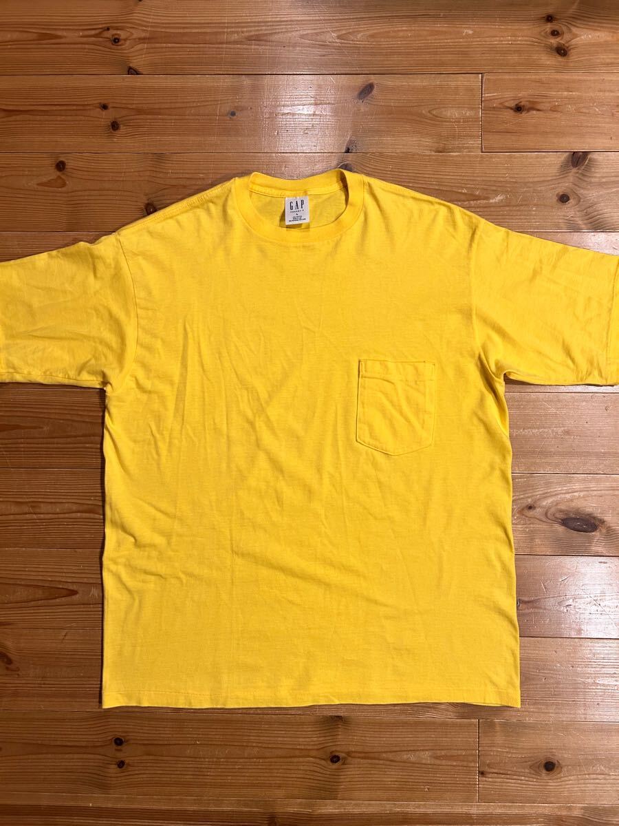 90’s OLD GAP/オールドギャップ Vintage S/S Pocket T-Shirt/ヴィンテージ 半袖ポケットTシャツ Made In USA/アメリカ製 黄色/YELLOW拍卖