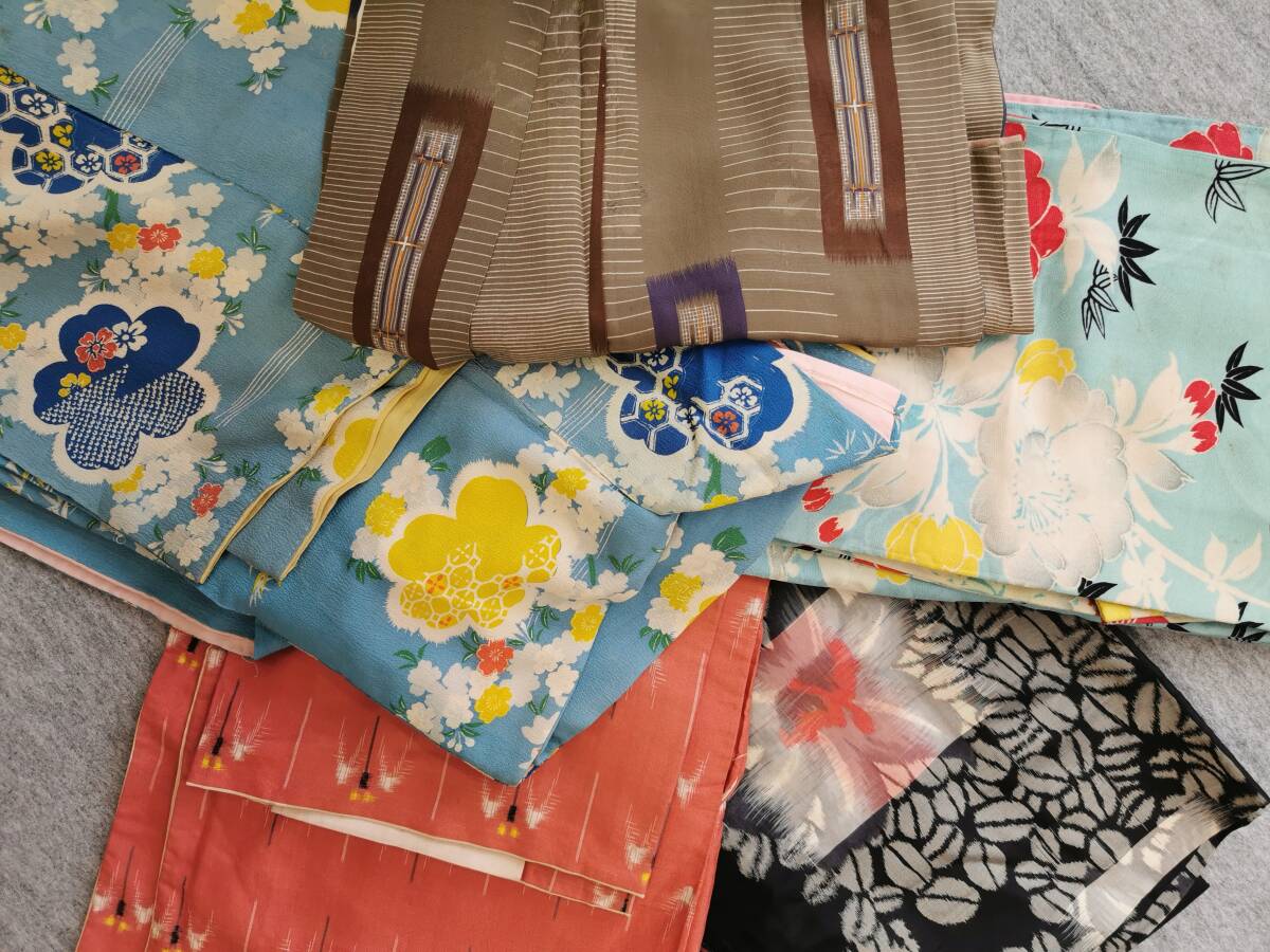 着物 まとめて 5点 アンティーク リユース 和服 生地 リメイク◆80拍卖