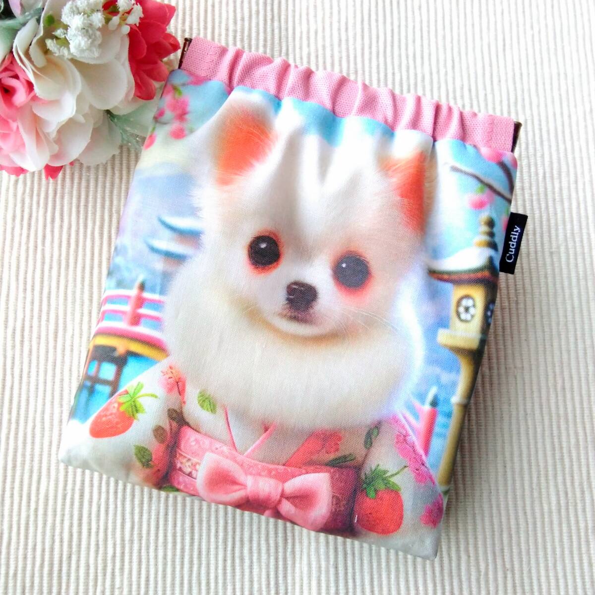 ハンドメイド バネポーチ 着物 チワワ① パネル生地拍卖