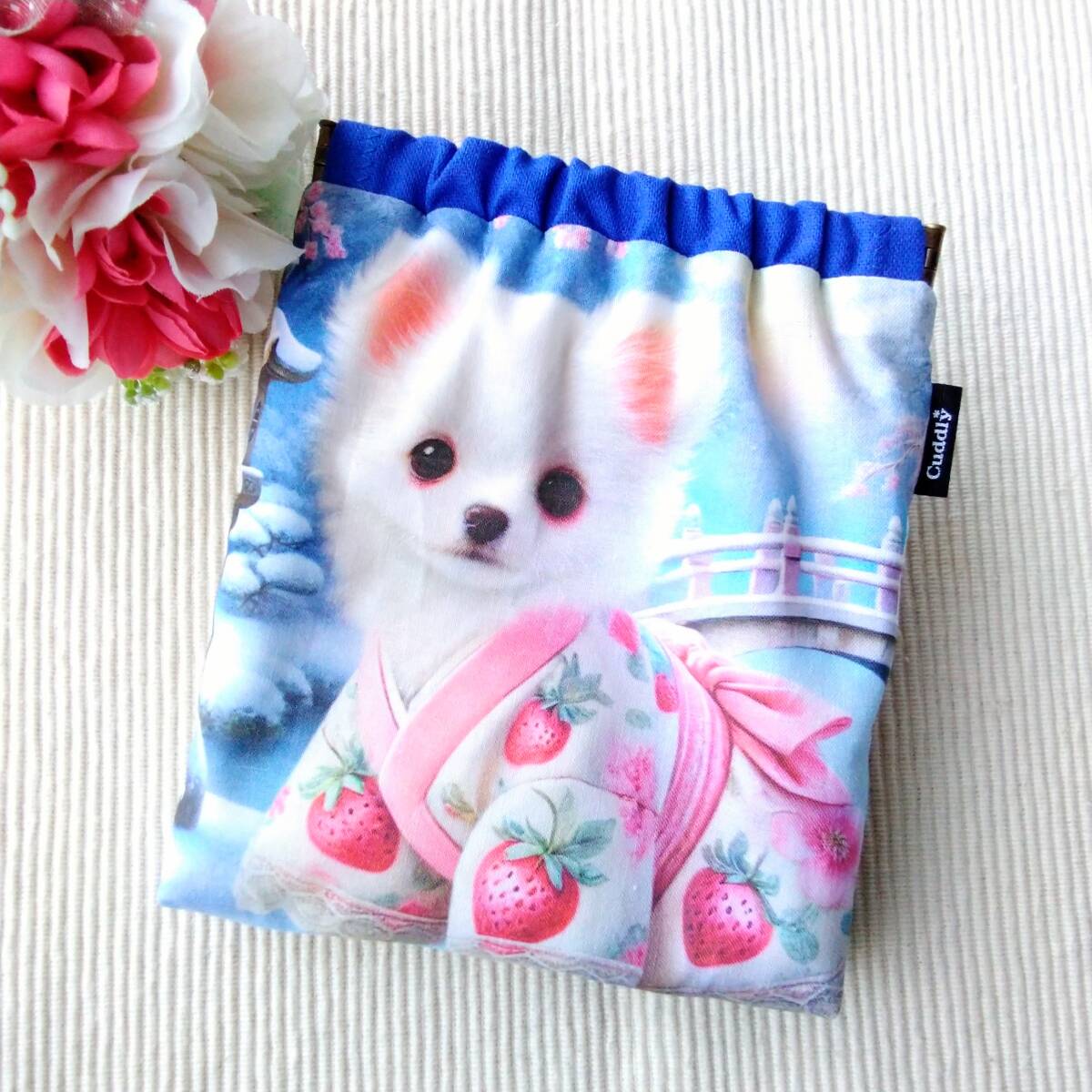 ハンドメイド バネポーチ 着物 チワワ③ パネル生地拍卖