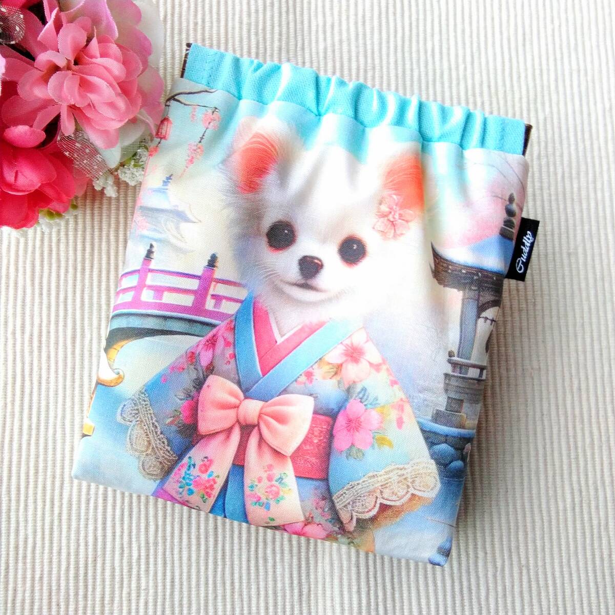 ハンドメイド バネポーチ 着物 チワワ⑤ パネル生地拍卖