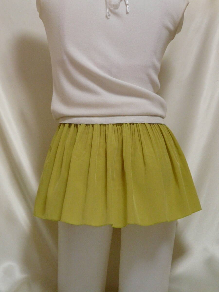 ♪♪黄緑色系プリーツの超マイクロミニ☆ほ~んのりシースルー^^♪♪ 拍卖