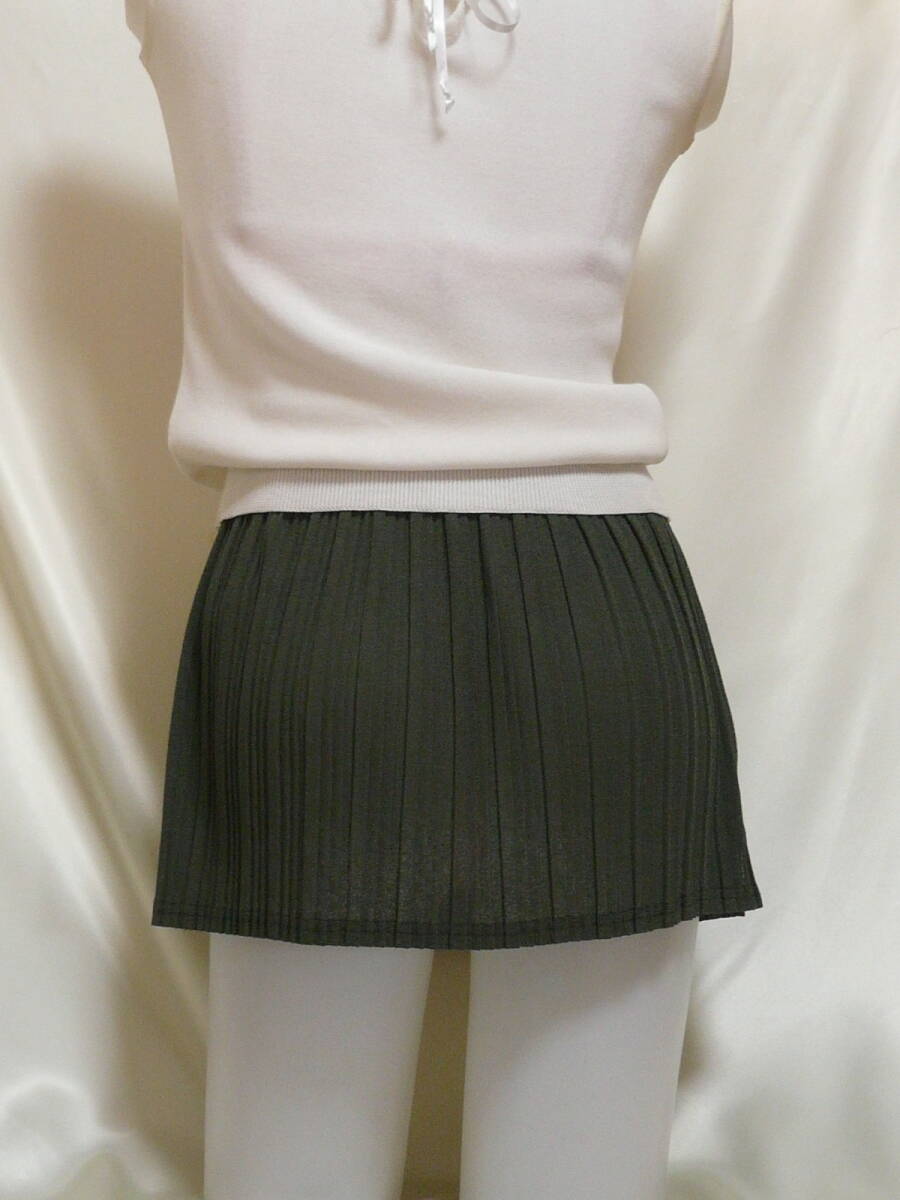 ♪♪シックな深緑色系プリーツのマイクロミニ☆可愛いちょこっとスリット^^♪♪ 拍卖