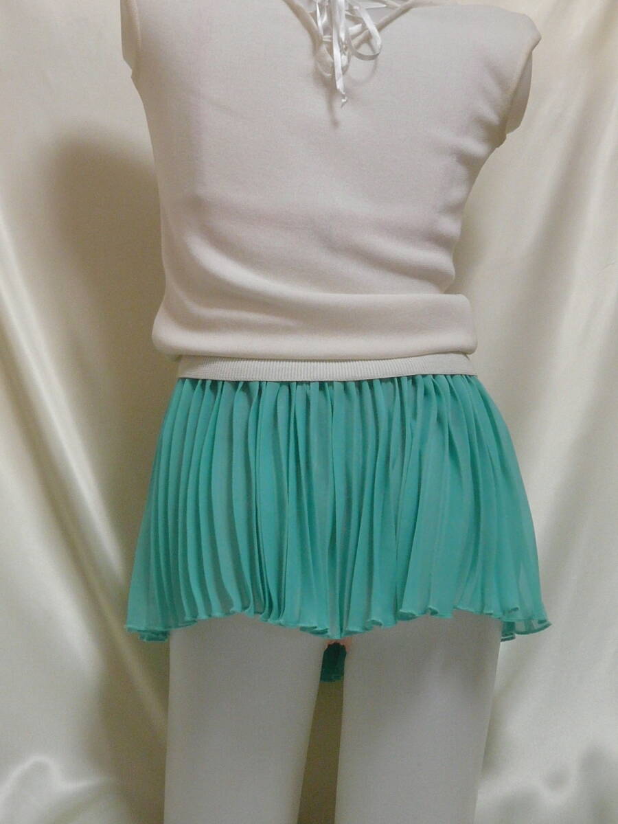 ♪♪爽やかターコイズブルー系の超マイクロミニ☆太ももアピールプリーツ^^♪♪ 拍卖