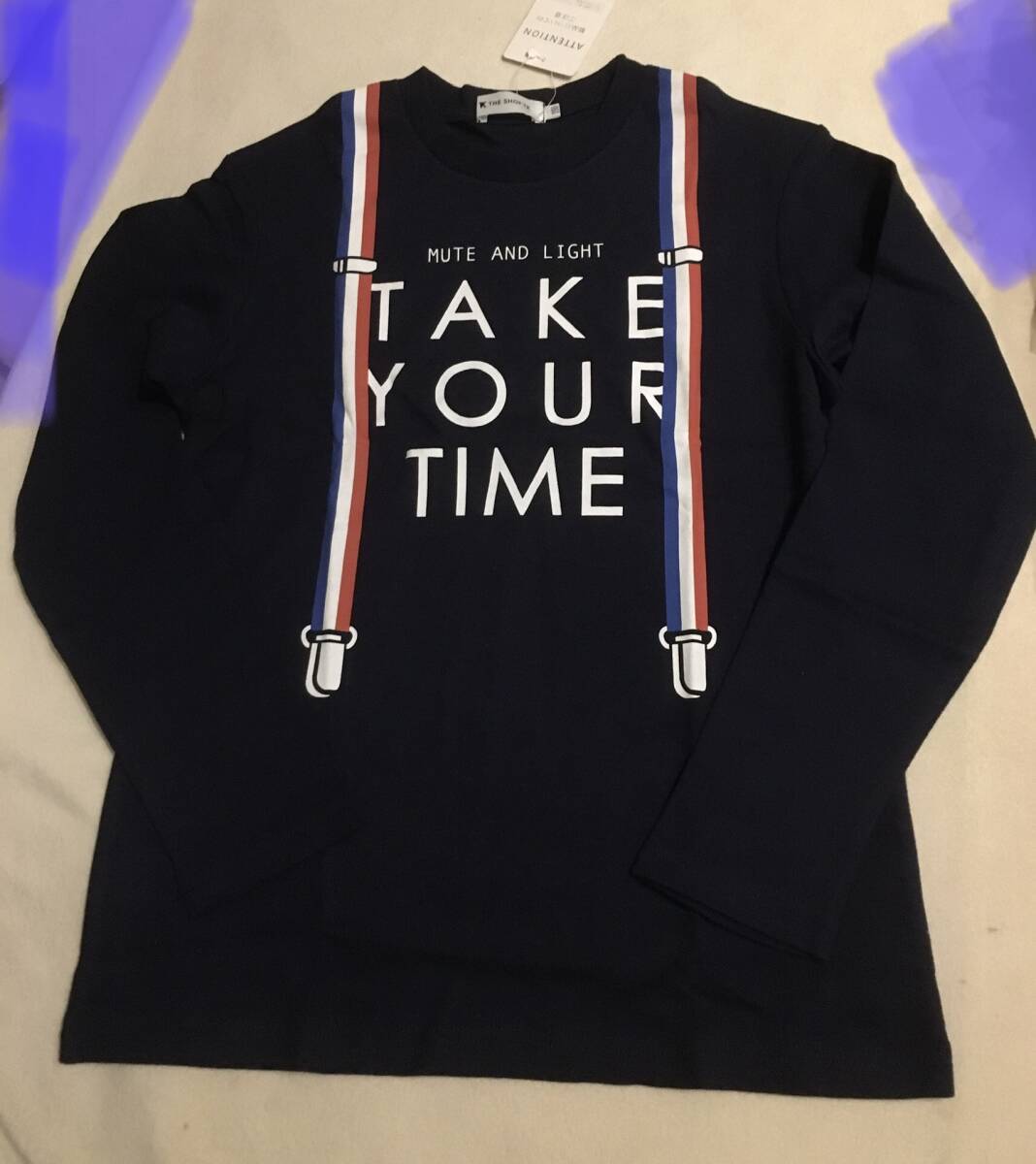 新品 THE SHOP TK サスペンダープリントスムースロンT ネイビー(093) 15(150cm)拍卖