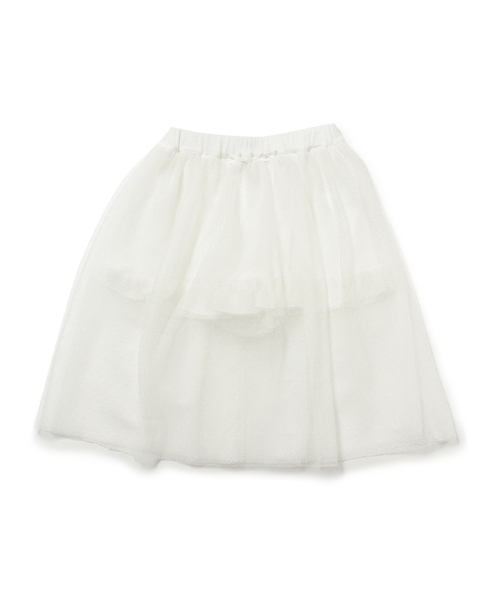 新品 HusHusH インナーパンツ付きドットチュールスカート ホワイト系(002) 14(140cm) 定価2750円拍卖