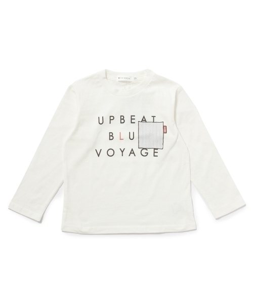 新品 THE SHOP TK ストライププリントポケットロングTシャツ オフホワイト 150cm拍卖