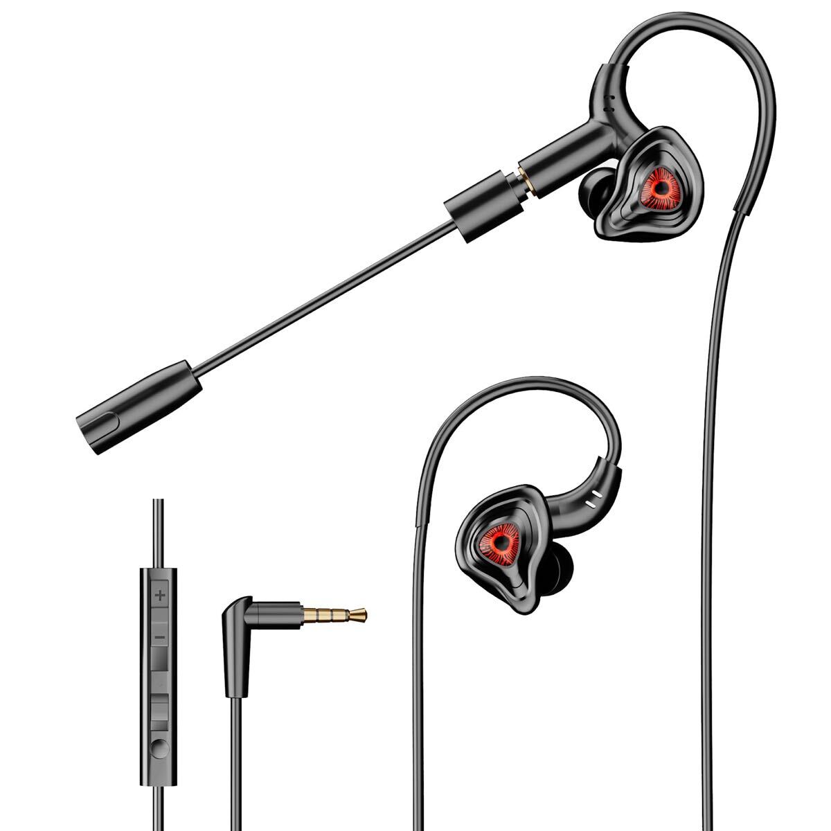 ゲーミングイヤホン 有線 イヤホンマイク ミュート機能取り外し可能なマイク マイク付きイヤホン 人間工学 マイク付き 軽量拍卖