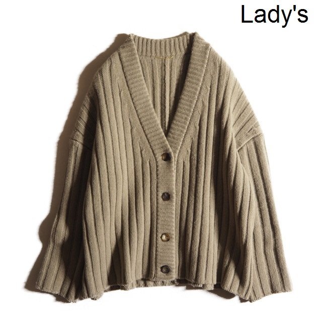 K5236P ●Deuxieme Classe ドゥーズィエムクラス● atmosphere カーディガン ブラウンB カシミヤ リブニットカーディガン 秋冬 rb拍卖