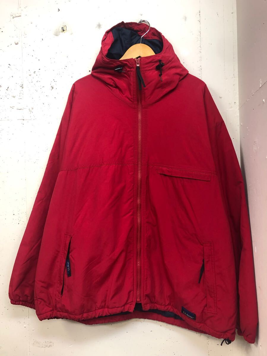 80s llbeanエルエルビーン thinsulate 中綿ジャケット パーカー 赤 XL程度 ビンテージ拍卖
