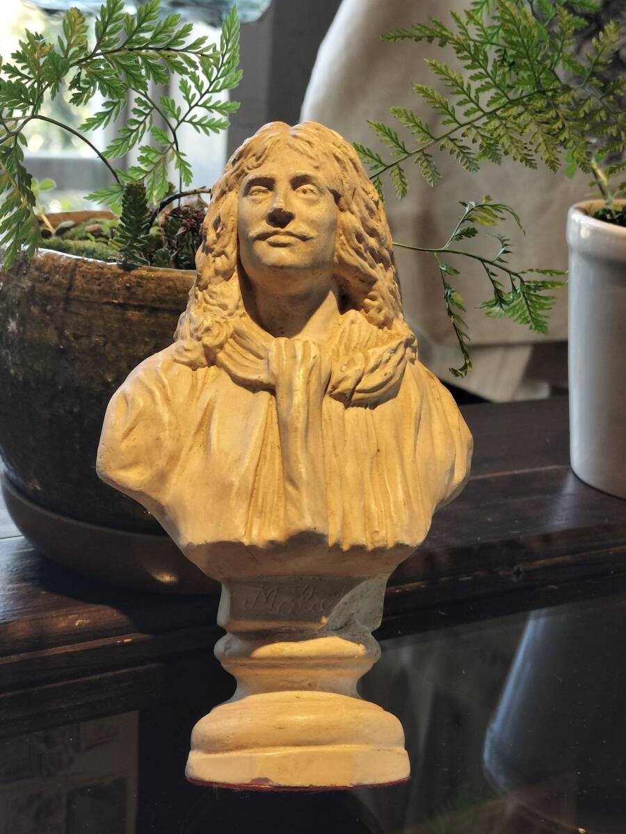 フランス アンティーク 奇麗な石膏像 Moliere モリエール フランス 作家!拍卖