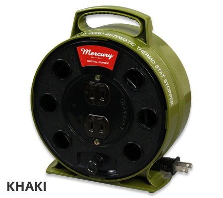 マーキュリー 雑貨 延長コード ドラム コンセント コードリール 電源タップ おしゃれ かっこいい アウトドア リーラー 5m カーキ拍卖