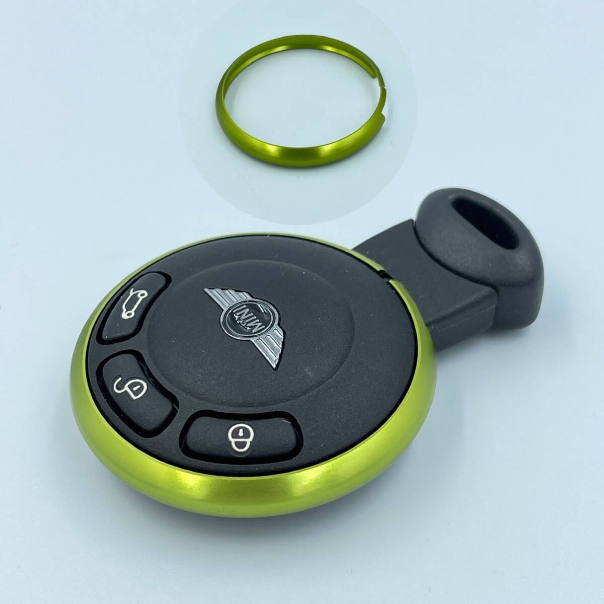 オリーブ☆r56系ミニクーパーminiスマートキー用キーカバーキーリング☆R56 R55 R60 R61 ykshopk拍卖