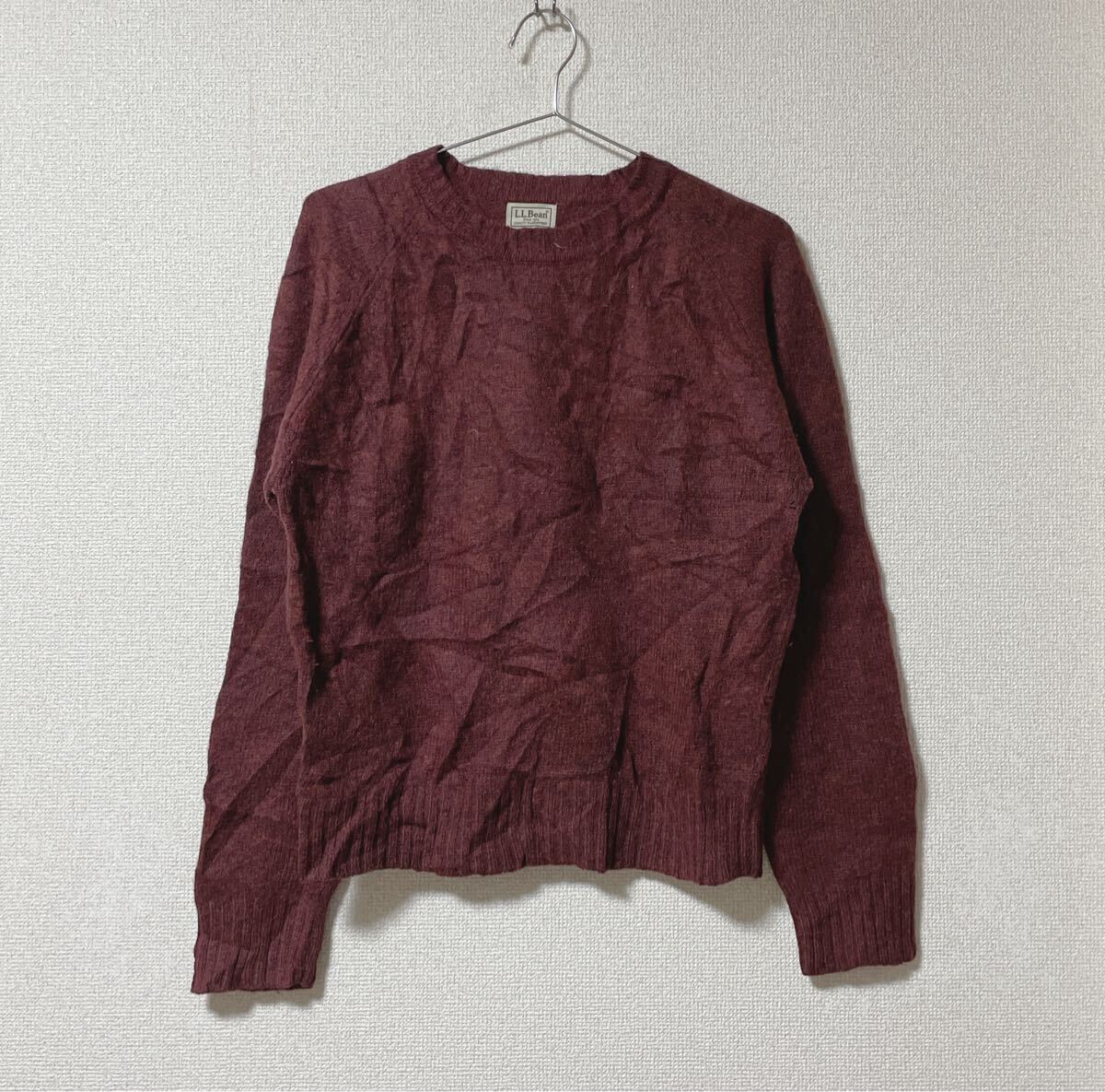 エルエルビーン ニット セーター ウール ワイン色拍卖