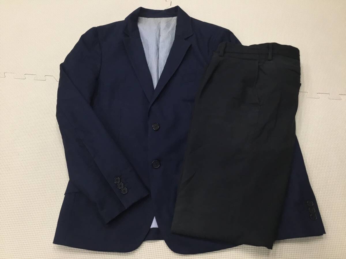 S573 中古品【メンズ ジャケット サマーパンツ】ジャケットxM パンツxW73 2枚/MEN’S BIGI/ネイビー/KAMATANI/ブラック/フォーマル拍卖