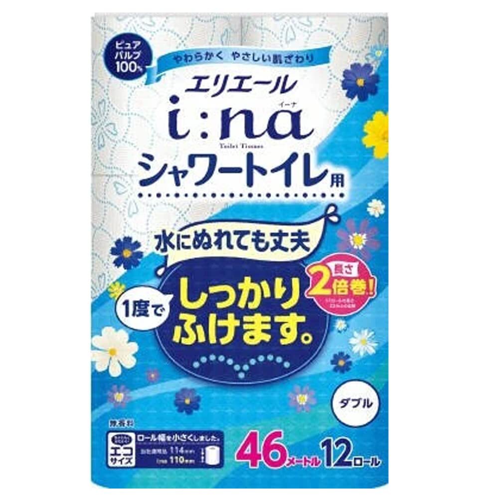 エリエールi:na(イーナ)トイレットティシューシャワー用2倍巻12R(ダブル)容量12カン拍卖