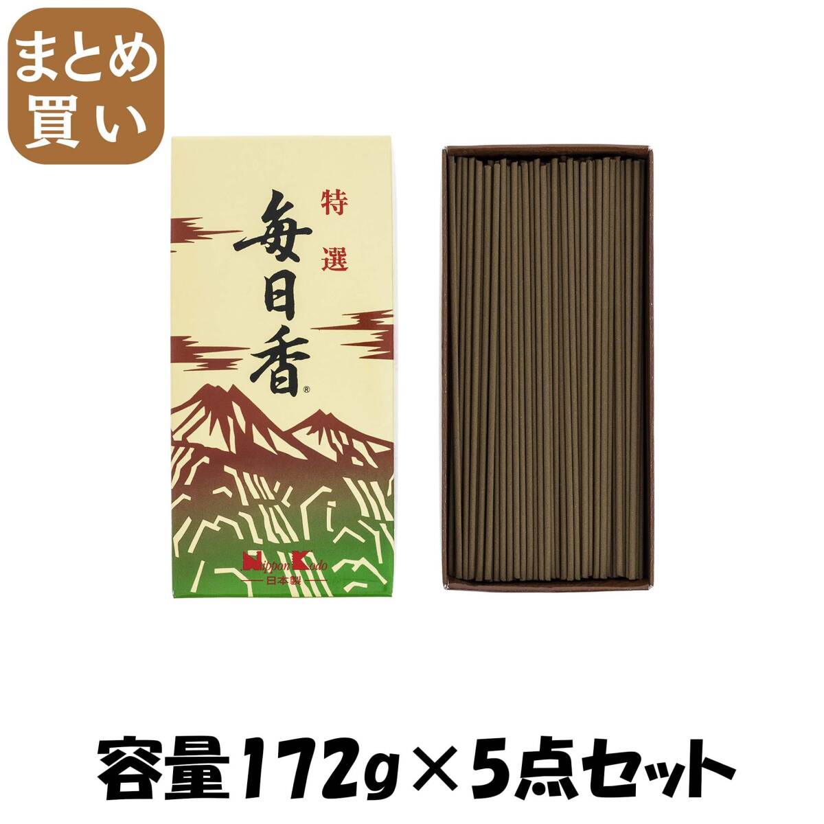 【まとめ買い】特選毎日香バラ172G 容量172G×5点セット 日本香堂 お線香拍卖