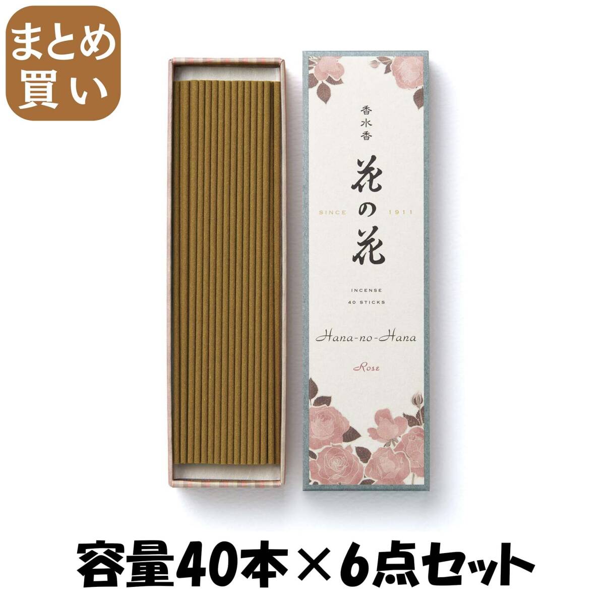 【まとめ買い】香水香 花の花 ばら 長寸40本入 容量40本×6点セット 日本香堂 お香拍卖