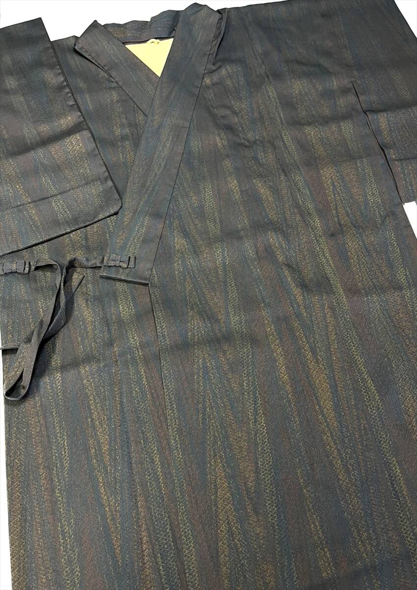 花とら●リサイクル道中着 ポリエステル イカット風 着用可能 リメイク 素材 洗える着物 241027拍卖