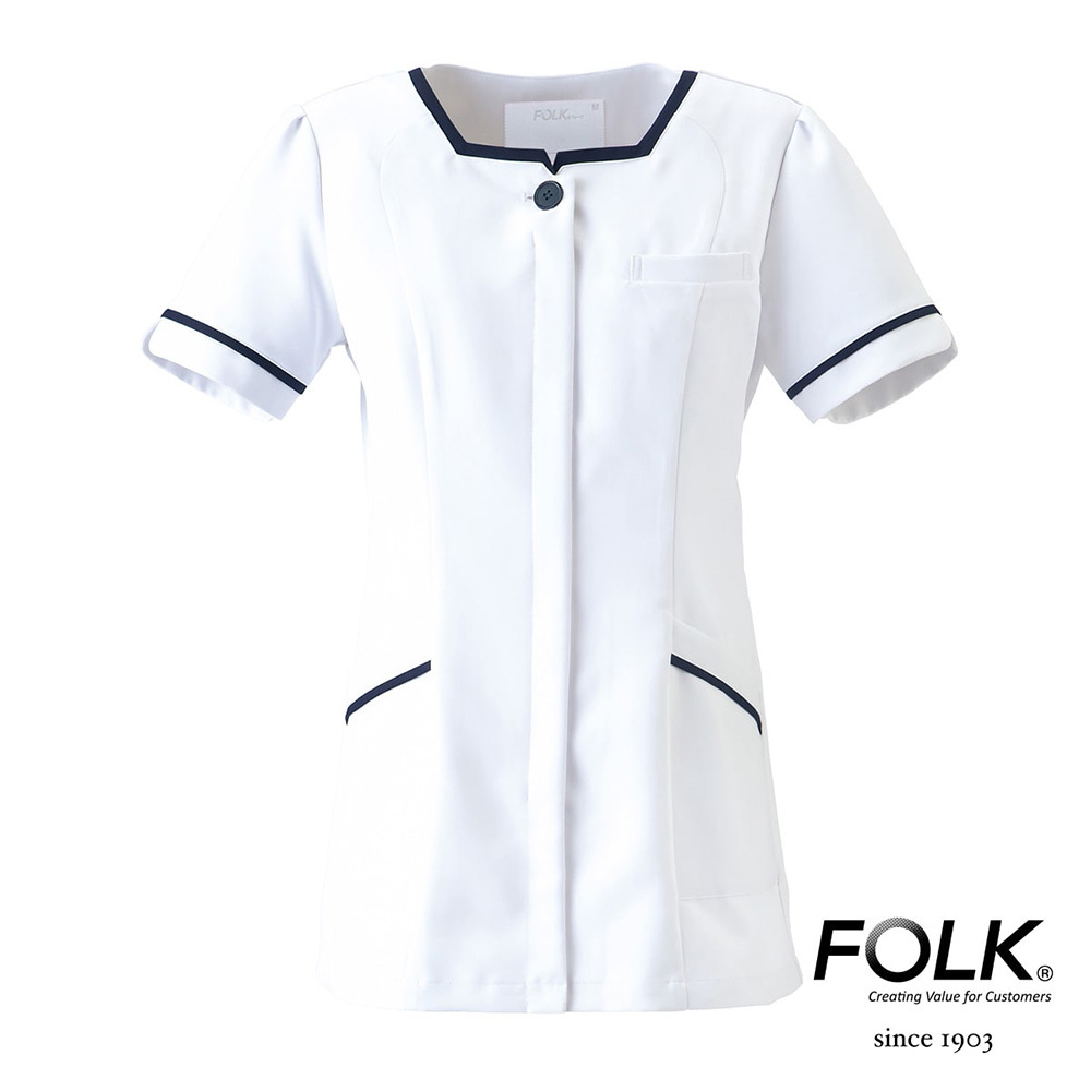 FOLK チュニック S 新品 医療 病院 クリニック エステ 看護 ナース 介護 受付 ユニフォーム 制服 白衣 SEK制菌加工 フォーク 2016EW拍卖