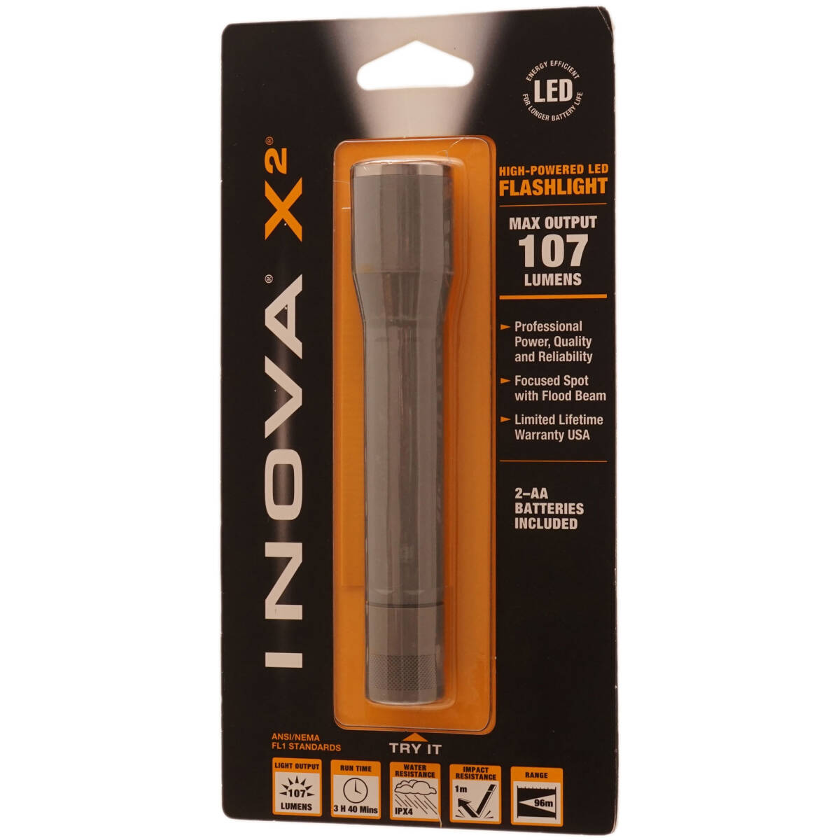 INOVA X2 LED フラッシュライト 新品 イノヴァ イノーバ アメリカ 107ルーメン 単3 2本 IPX4 防水 懐中電灯 軍 警察 NITEIZE ナイトアイズ拍卖