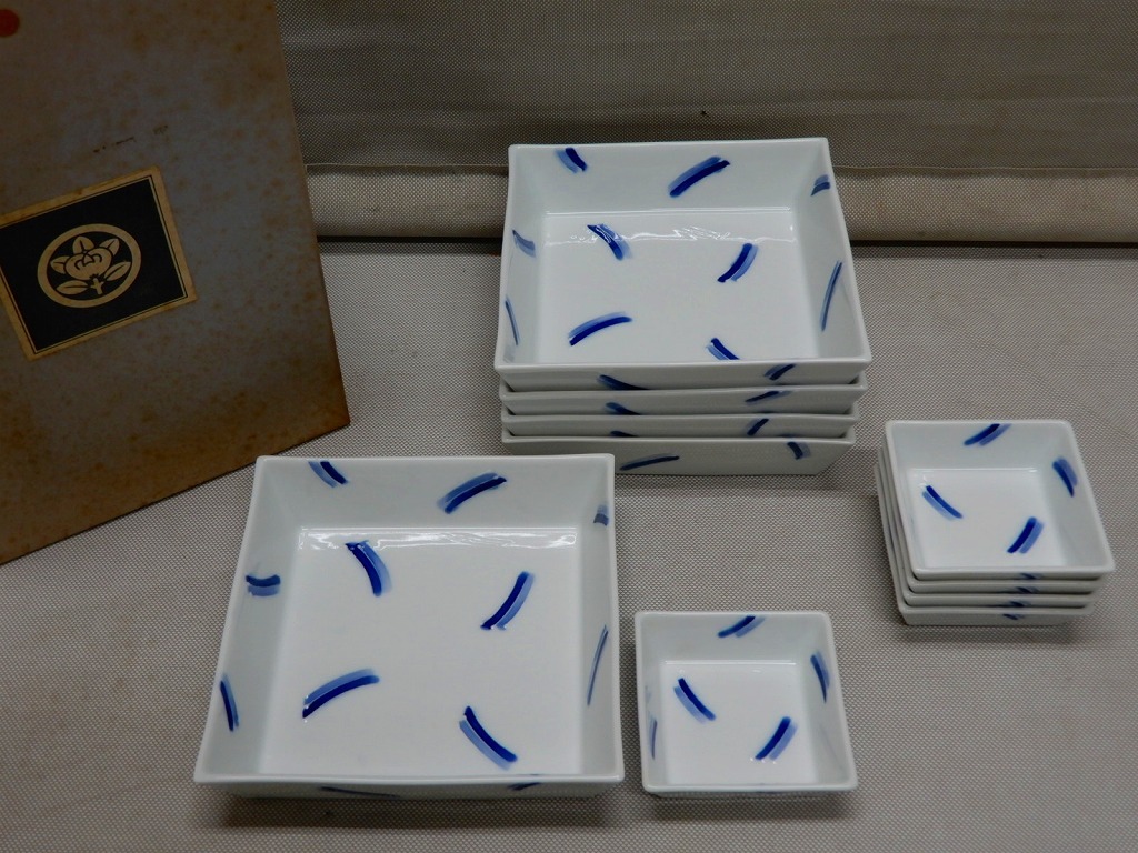 ●たち吉 流泉 刺身皿揃 5客セット 刺身皿 醤油皿 角皿 四方皿 和皿 和食器 懐石料理 割烹 料亭 懐石道具●拍卖
