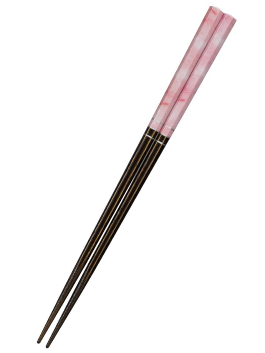 ナカノ 箸 塗箸 食洗機対応 天然木 22cm マーブル 大理石調 ピンク 滑り止め加工 握りやすい 六角箸 若狭塗箸 日本製拍卖