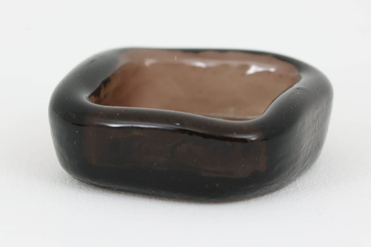 Plus Glashytta アッシュトレイ/ガラスオブジェ スクエア 6cm ■北欧雑貨 ビンテージ雑貨 アンティーク品 小■拍卖