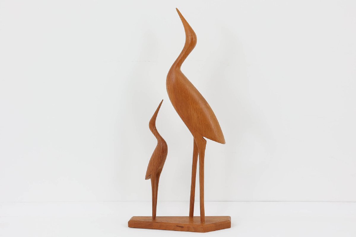 北欧ビンテージ雑貨 オーク材の鳥モチーフの大型アートピース/オブジェ 高さ50cm ■北欧雑貨 ビンテージ雑貨 アンティーク品■拍卖