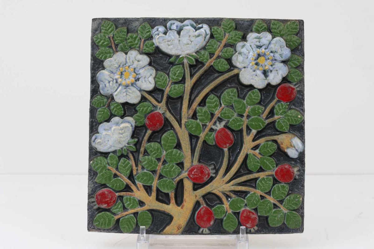 【欠けあり】Lisa Larson リサ ラーソン UNIK 陶板 POMONA Nypon ローズヒップ■北欧雑貨 ビンテー■拍卖