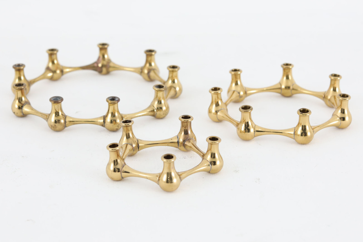 Jens H Quistgaard イェンス・クイストゴー ブラスカラーのキャンドルホルダー/アートピース 3点セット■北欧雑■拍卖