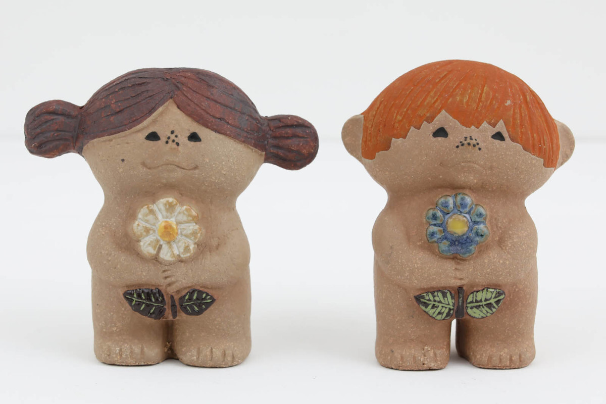 Lisa Larson リサ ラーソン Adam&Eva アダムとイブのセット 子供■北欧雑貨 ビンテージ雑貨 アンティーク品■拍卖