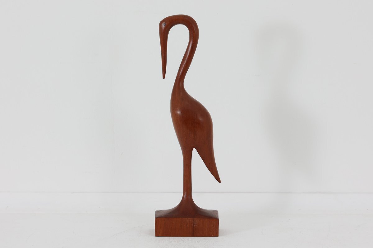 北欧ビンテージ雑貨 チーク材無垢材でできた鳥のアートピース/オブジェ 高さ32cm■北欧雑貨 ビンテージ雑貨 アンティーク品 ■拍卖